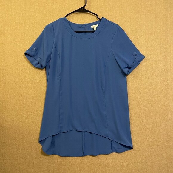 Spense Blouse Women's Medium Royal Blue Short Sleeves - Picture 1 of 12